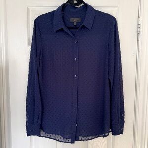 Navy Sheer Textured button up | Banana Republic US M